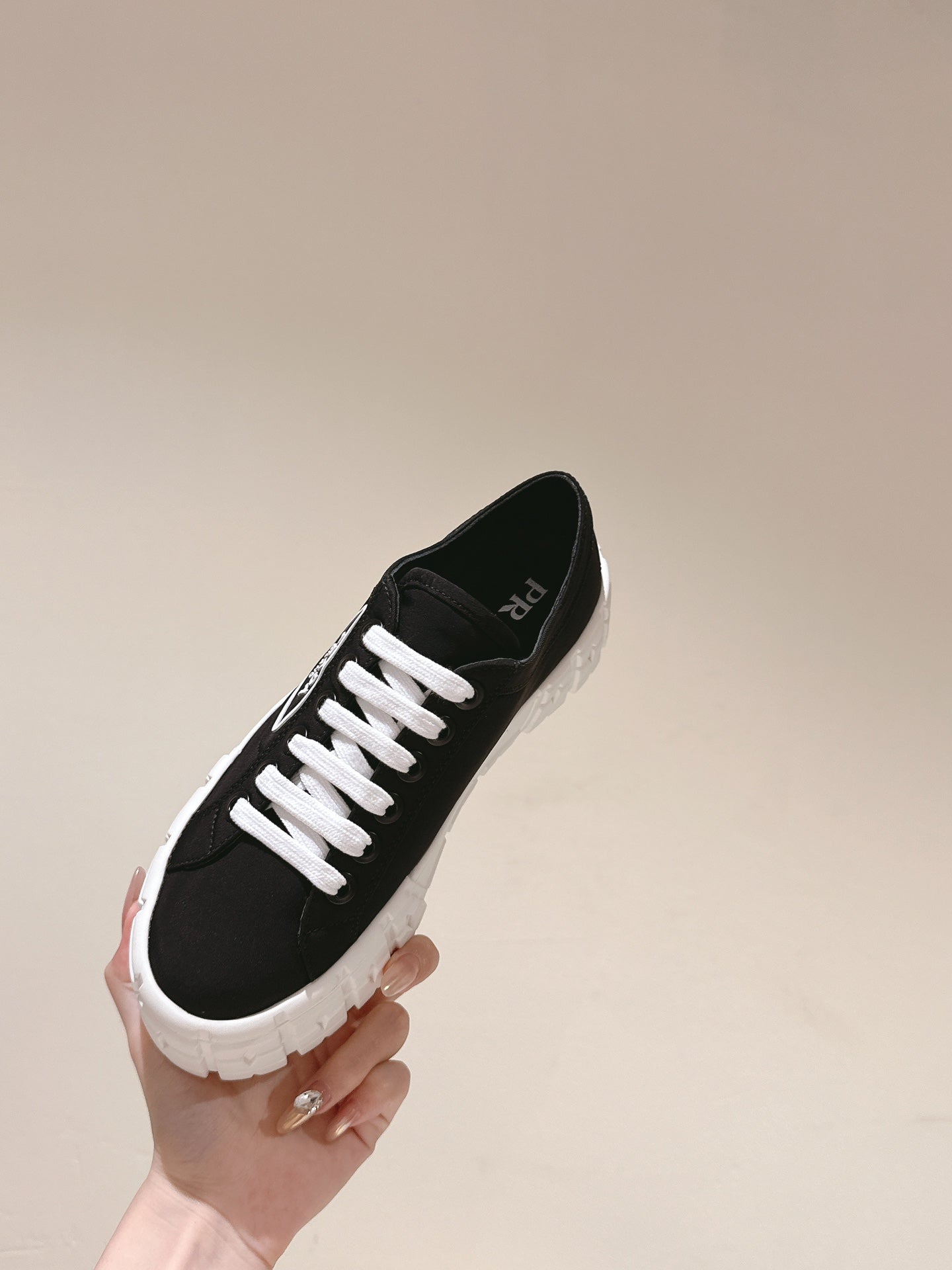 PRA DOUBLE WHEEL RE-NYLON GABARDINE SNEAKERS BLACK CALFSKIN、mysite、Cacoeks