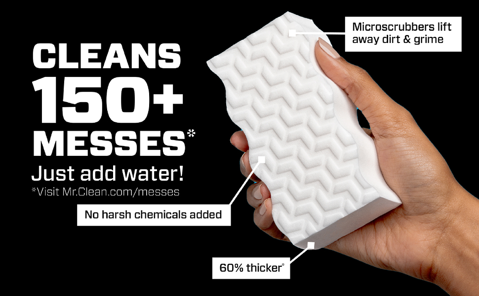 Mr. Clean Magic Eraser Ultra Thick Multi Purpose Cleaner - Cleans 150+ Messes, Just Add Water