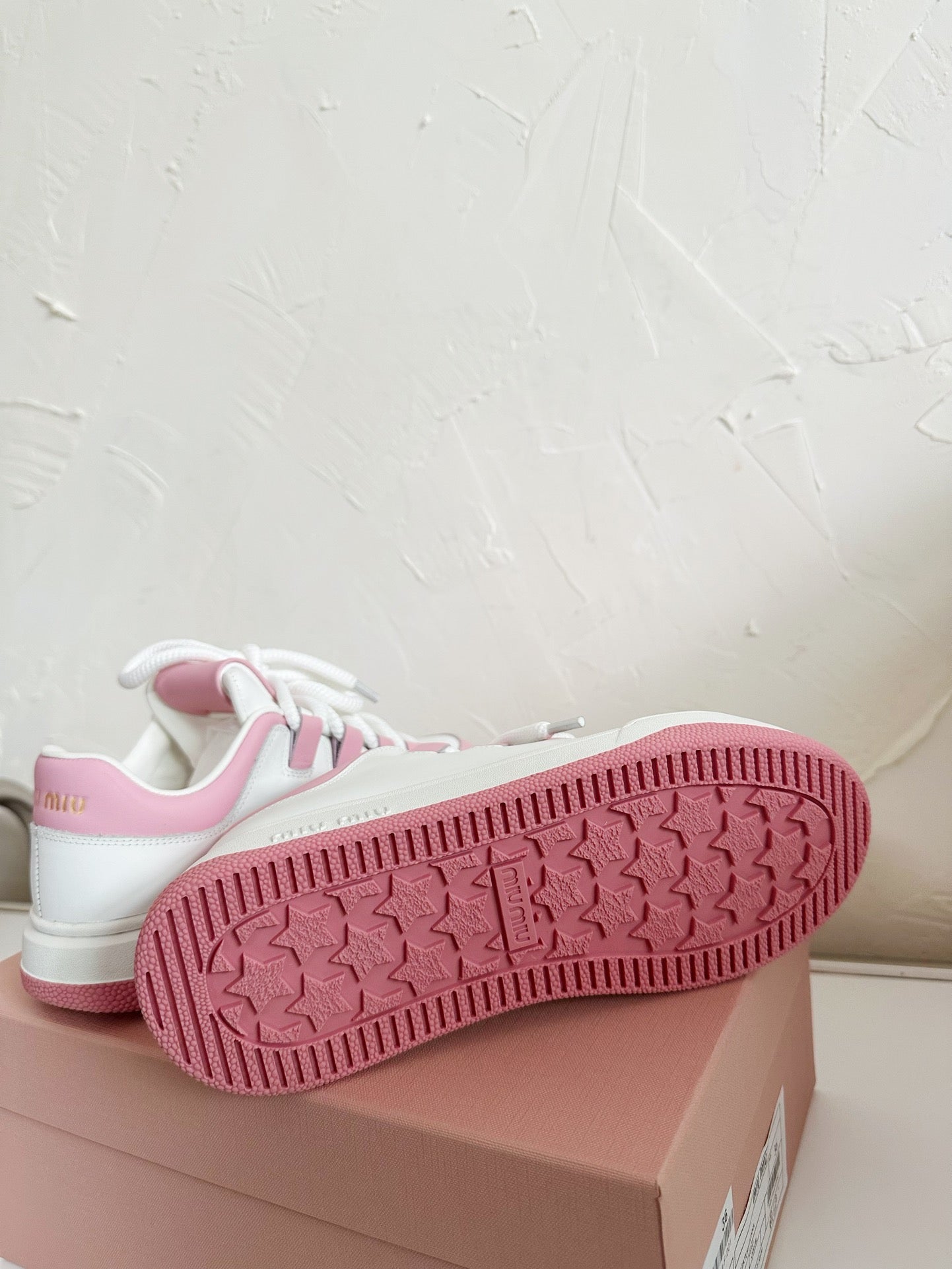 SNEAKERS SIMPLE DESIGN IN PINK MIX WHITE SHEEPSKIN、mysite、Cacoeks
