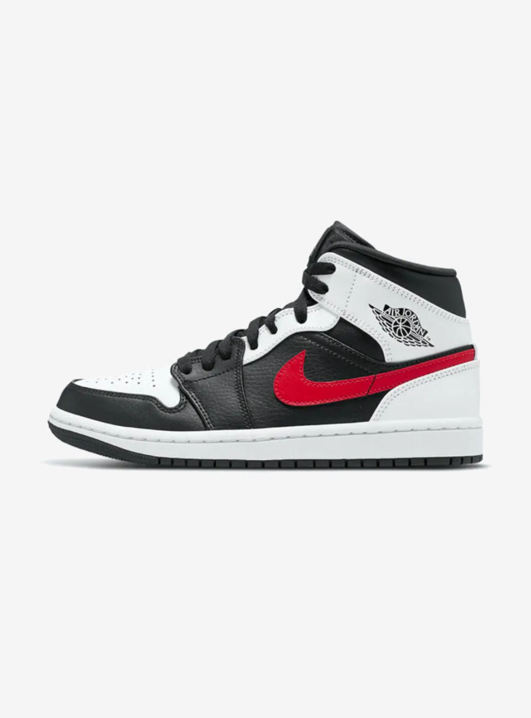 Air Jordan 1 Mid Black Chile Red White、JORDAN、Cacoeks