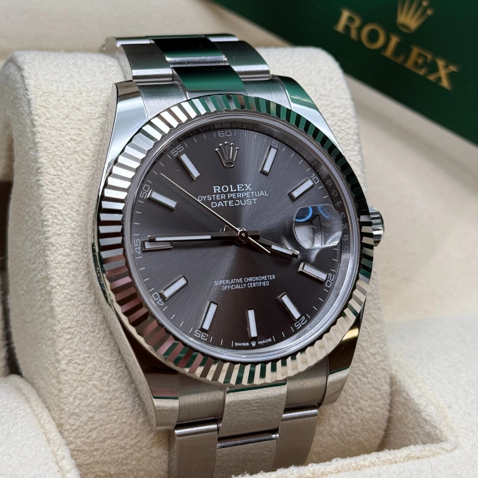 Rolex Datejust 41mm Super Clone Swiss Watch Stainless Steel Jubilee Bracelet Blue Dial Ref M126334-0013-3235 Swiss Movement