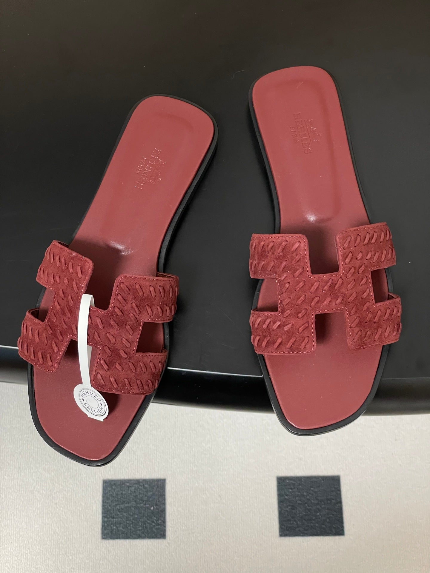 HM 25S ORAN SANDAL IN DARK RED SUEDE AND LAMBSKIN、mysite、Cacoeks