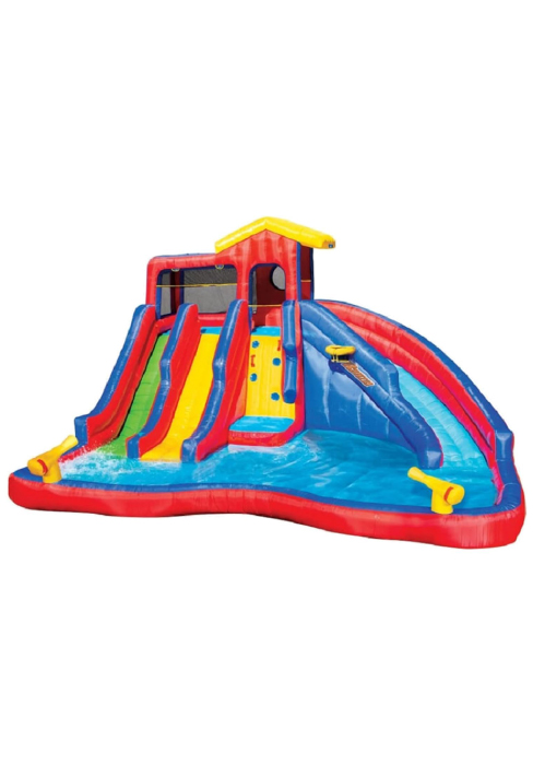 An inflatable playground with a water slide. Text reads: Hydro Blast Activity 