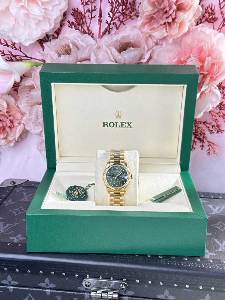 Đồng Hồ Rolex DateJust 278288 Replica 11 Nữ Mặt Số Họa Tiết Hoa Xanh Oliu 31mm (2)