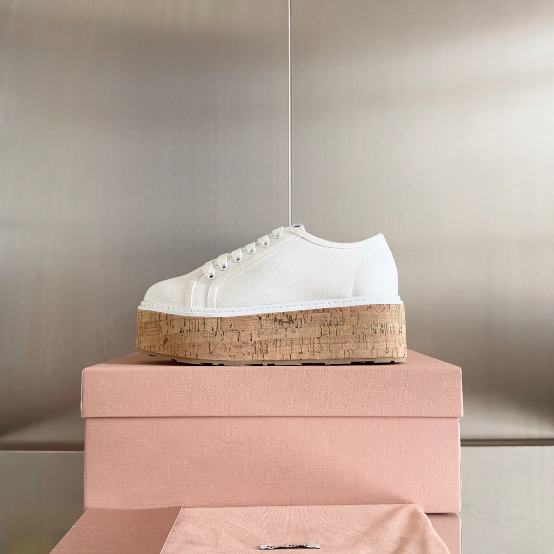 Lace - up Platform Shoes White Canvas、mysite、Cacoeks
