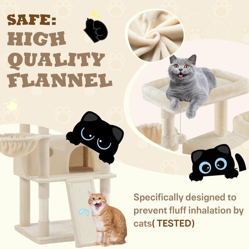 SHA CERLIN 81in/63in Multi-Level Tall Cat Tree Tower with Hammock & Sisal Scratching Posts Larger Cat Condo Furniture for Multi-Cat Play & Rest #ChristmasGifts#TikTokShopBlackFriday