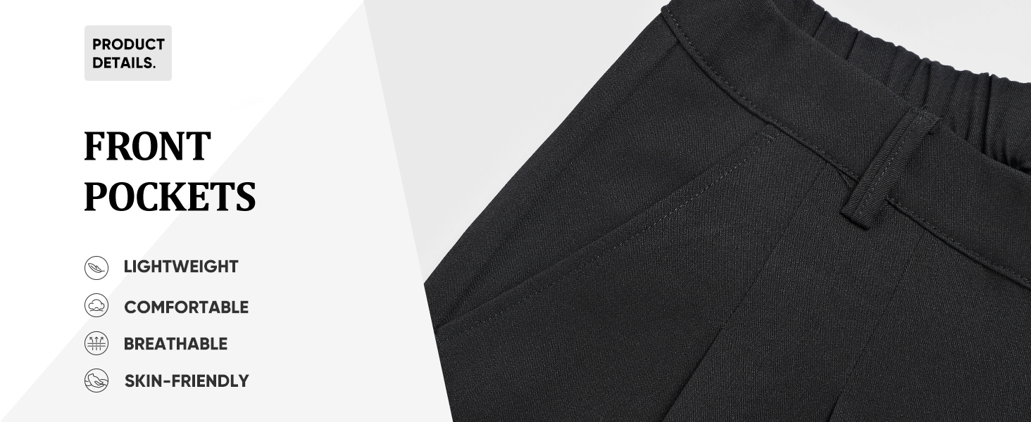 Heyfanee Mens Casual Pants Relaxed Fit Stylish Slacks for Men with Belt Loops Black