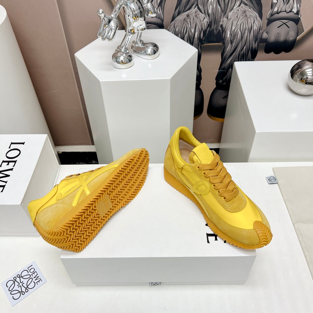 FLOW RUNNER SNEAKER IN SUN YELLOW SUEDE AND SHEEPSKIN、mysite、Cacoeks