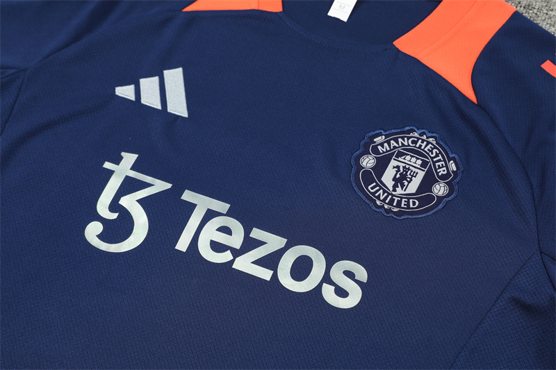 ManixJersey.com | Manchester United 24-25 Short-Sleeve Training Kids Kit - Deep Blue -Customize Name, Number and Patch | Worldwide Shipping