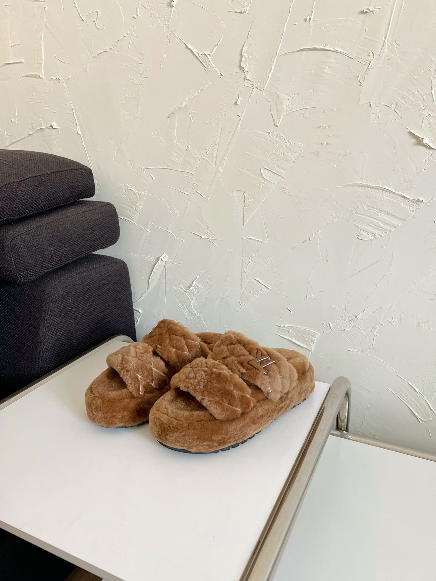 LV SUNSET PLATFORM COMFORT MULE IN CHOCOLATE BROWN SHEARLING、mysite、Cacoeks