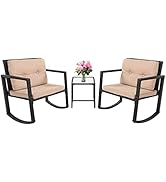 Wicker Patio Furniture Sets Outdoor Bistro Set Rocking Chair 3 Piece Patio Set Rattan Chair Conve...