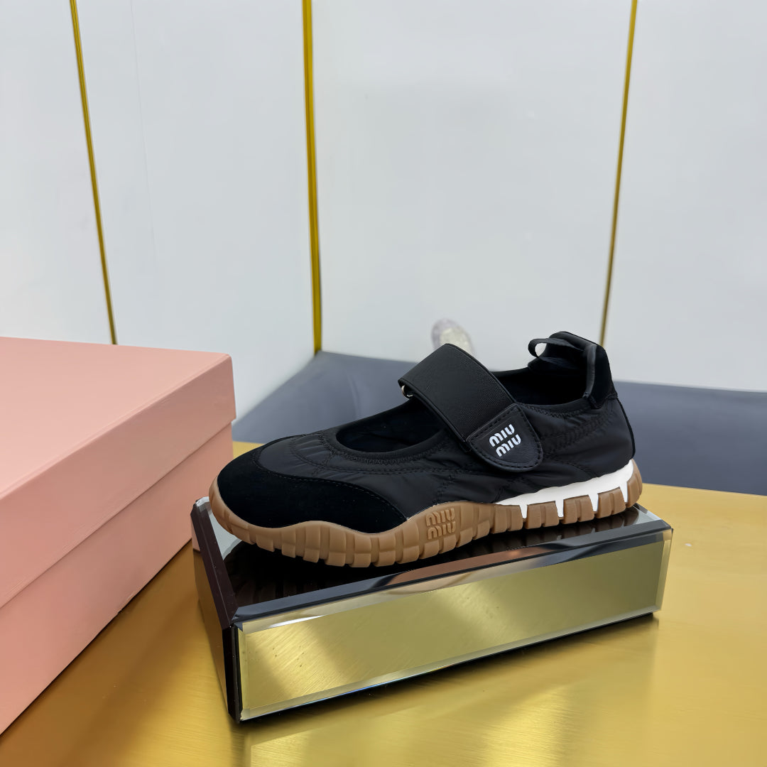 BALLERINAS SHOES IN BLACK TYRE TECHNICAL FABRIC AND SUEDE、mysite、Cacoeks