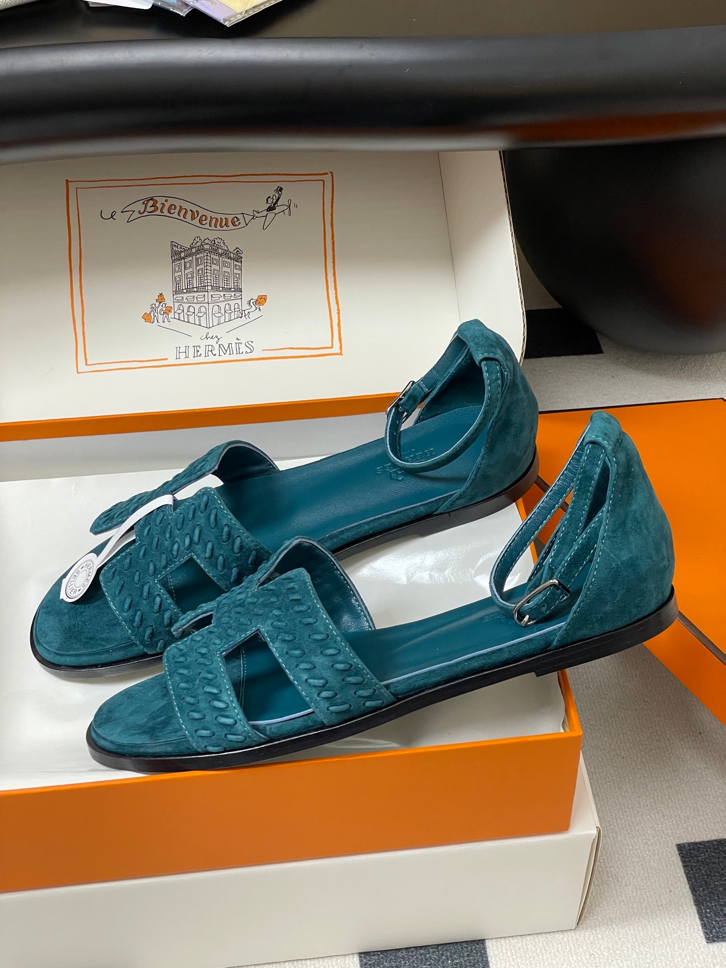 HM 25S SANTORINI SANDAL IN DARK BLUE SUEDE AND LAMBSKIN、mysite、Cacoeks