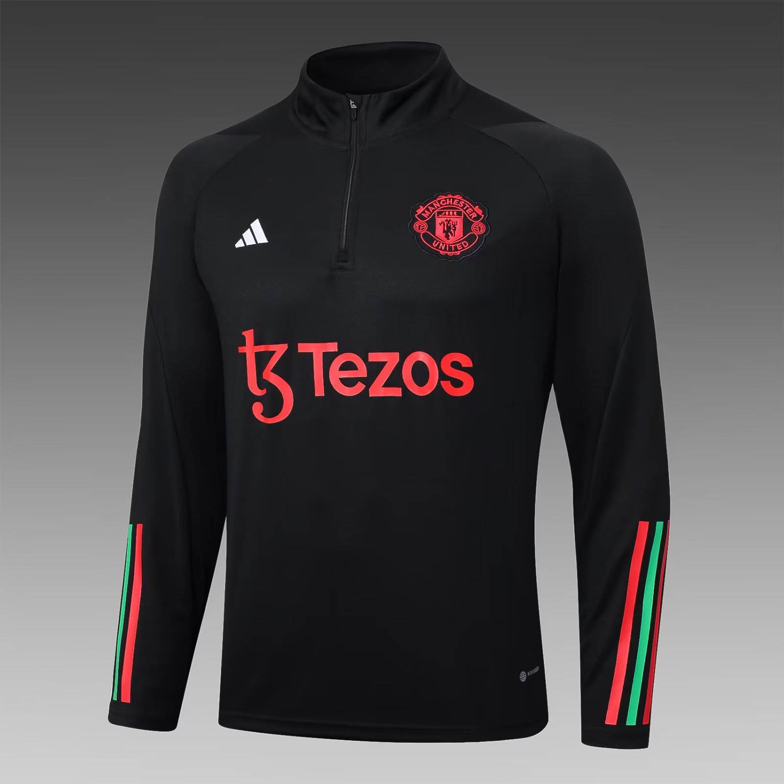 2023/2024 Manchester United Half-Pull Training Suit Black Football Shirt 1:1 Thai Quality Set:football jersey mysite: unitedjerseyfootball 邓江浪:football