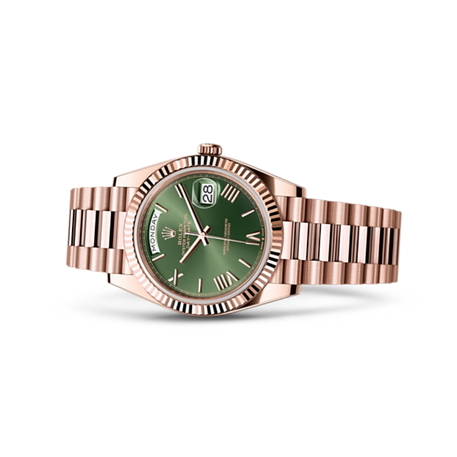 Rolex Day Date Rose Gold Green Roman Dial Replica1