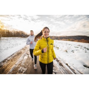 Couple jogging on a winter day