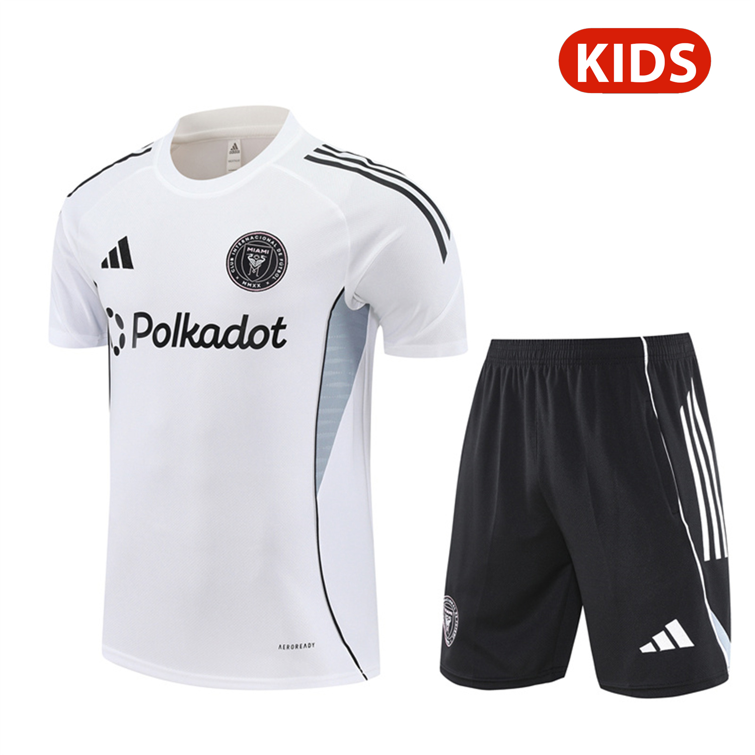 UltraTrikot-INT M.A.M 25-26 Kids Short-Sleeve Training Set - White Top and Black Shorts