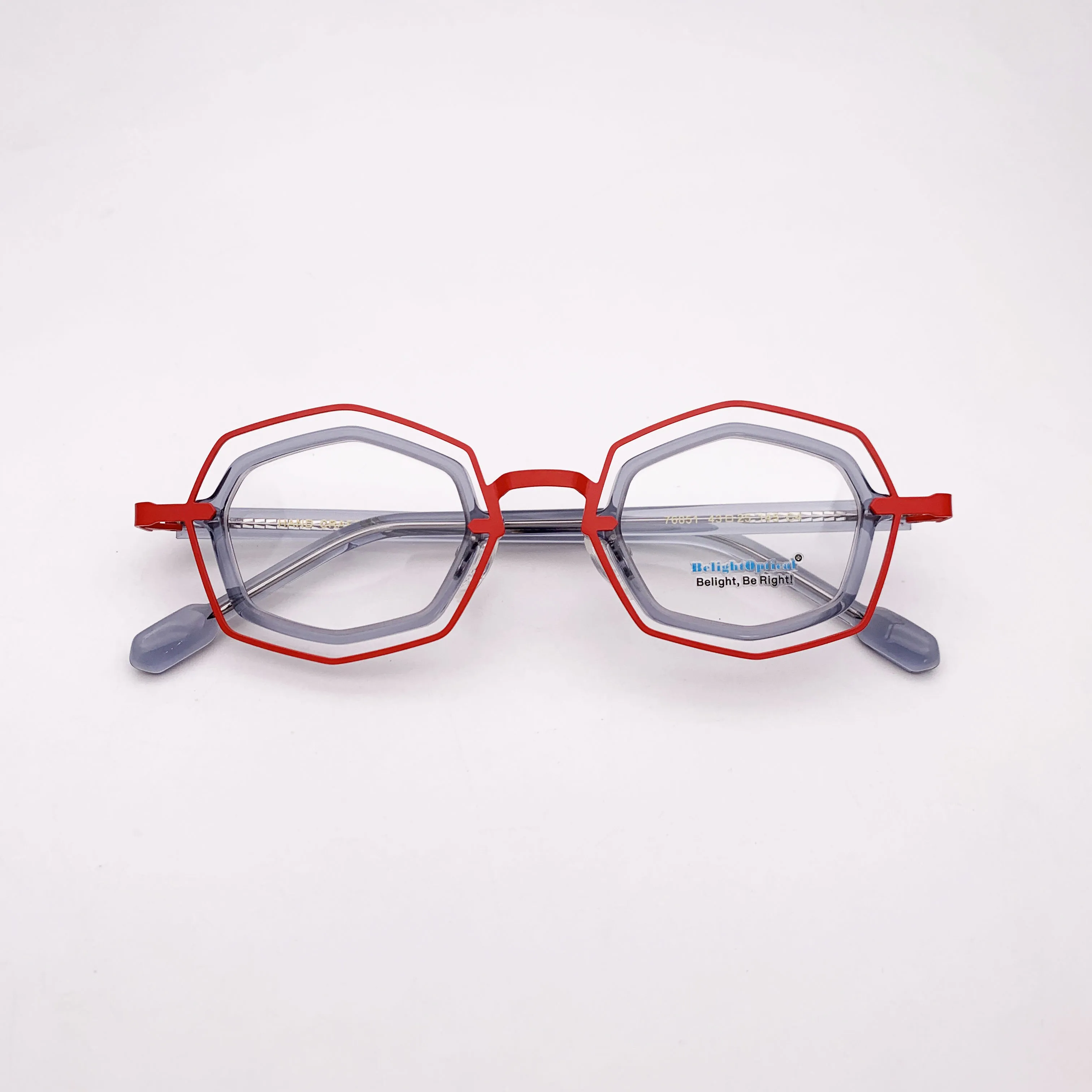 Acetate with Metal Colorful Vintage Combine Color Shape Optical Glasses Spectacle Frame Prescritpion Lens Women Style 76851