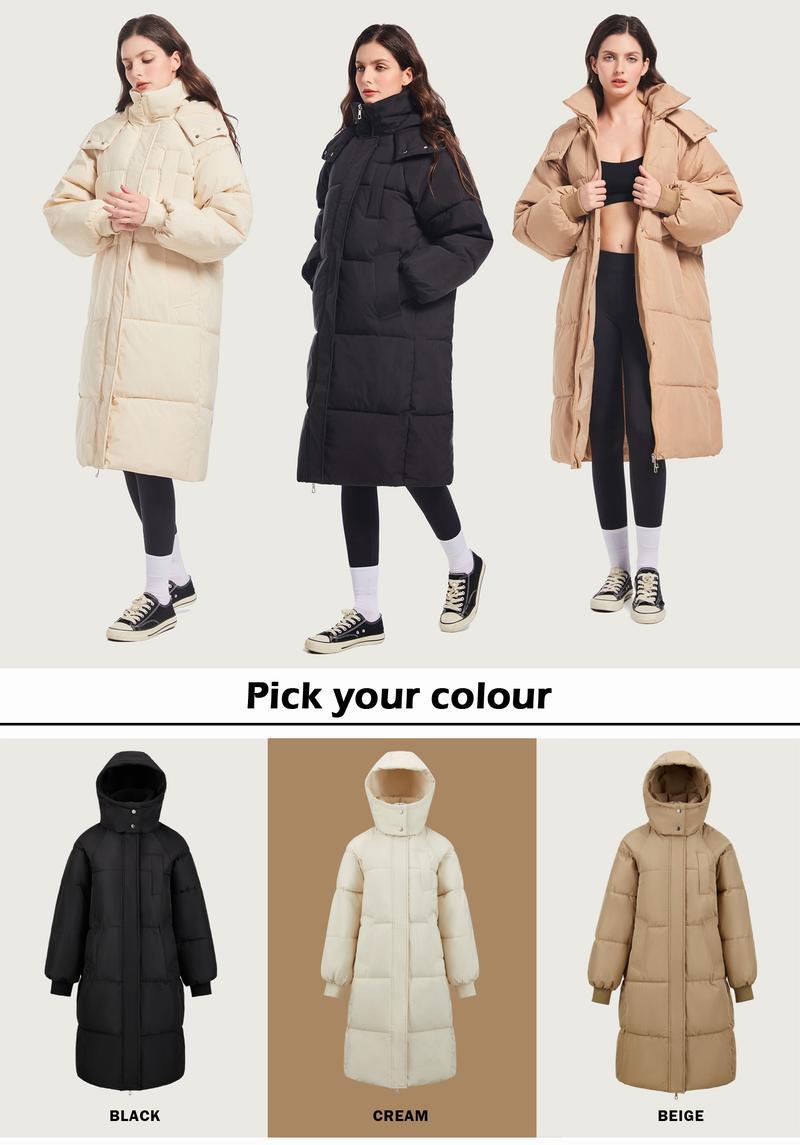 【GetMod】 Basic & Premium Waterproof Winter hooded long puffer jacket for women and girls, Womenswear Coats Tops Long Sleeve #A08/MF08-4