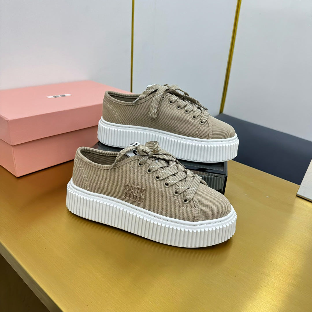 WASH SNEAKER IN DARK BEIGE DENIM、mysite、Cacoeks