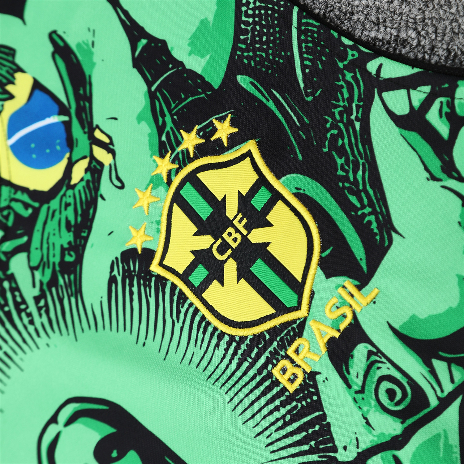 UltraTrikot-Brazil 25-26 Green Jesus Statue Vest Training Set - Green Vest & Black Shorts