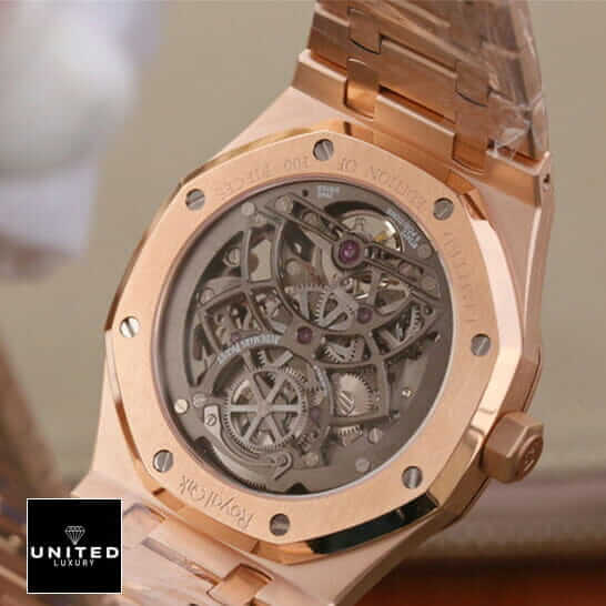 AP Skeleton Rose Replica ap skeleton rose replica Audemars Piguet Rose Gold Skeleton Replica upside view