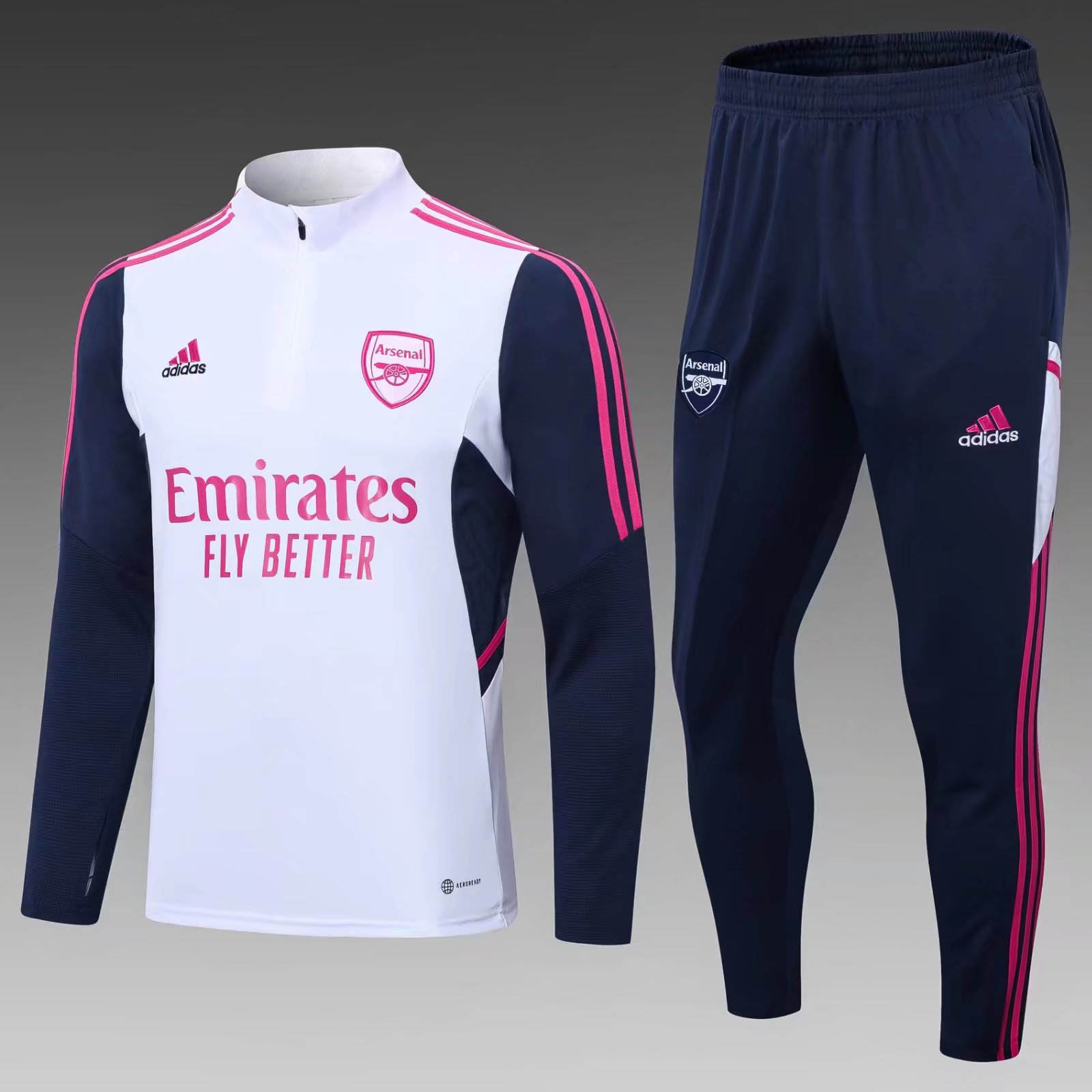 2022/2023 Arsenal Half-Pull Training Suit White Football Shirt 1:1 Thai Quality Set:football jersey mysite: unitedjerseyfootball 邓江浪:football