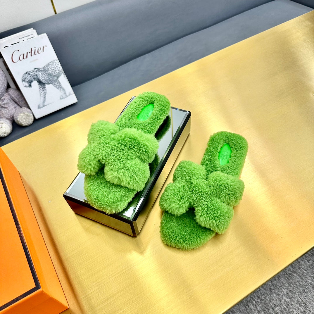 0RAN SHEARLING SANDALS CHARTREUSE GREEN、mysite、Cacoeks