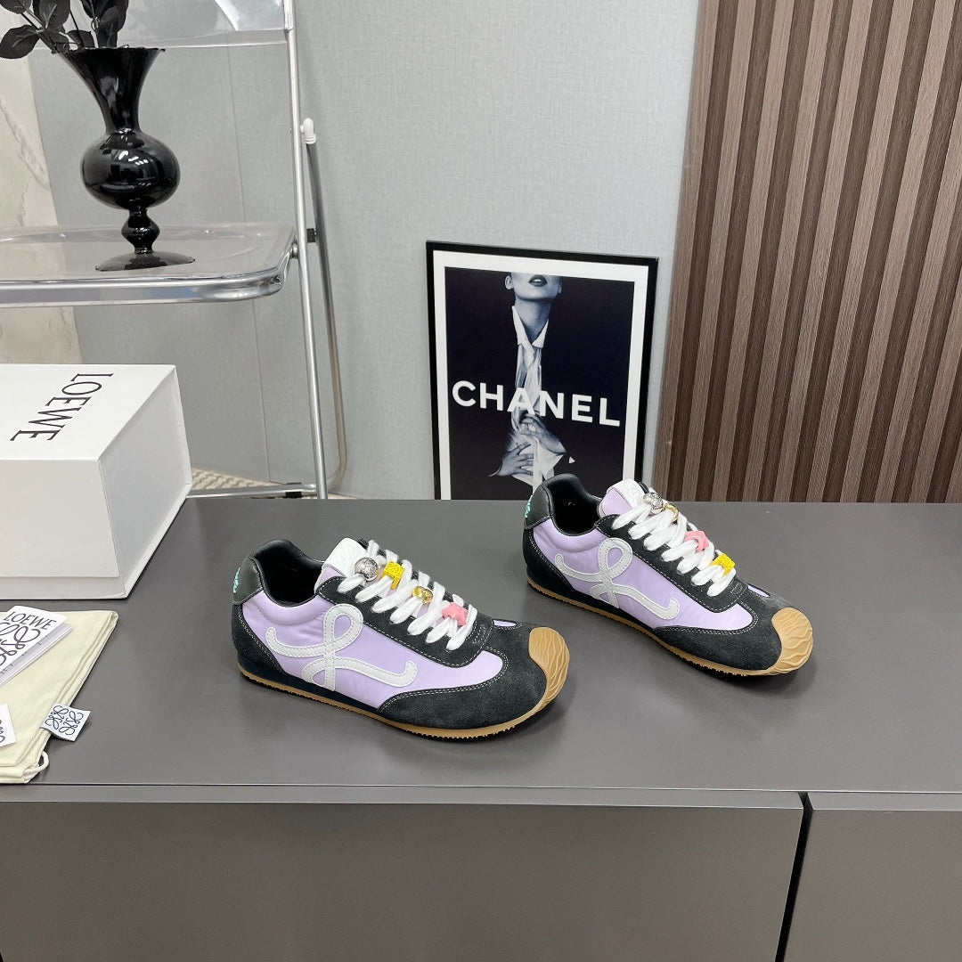 BALLET RUNNER 2.0 IN PURPLE PASTEL MIX BLACK SUEDE AND LYCRA FABRIC、mysite、Cacoeks