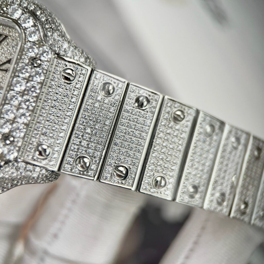 Đồng Hồ Cartier Santos Replica Cao Cấp Nam Đính Đá (2)