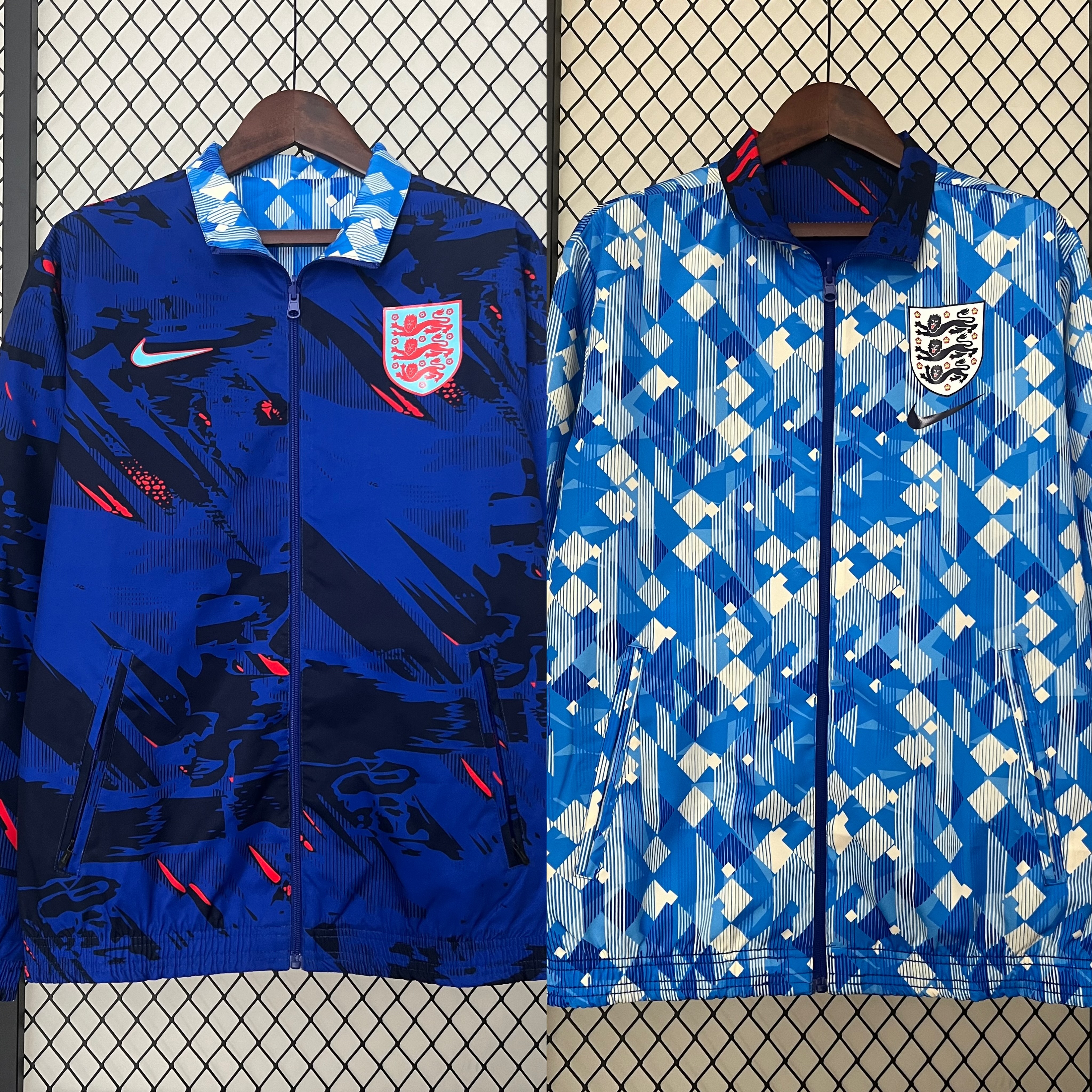 Higojerseys-England 2024 Double Sided Reversible Windbreaker - Blue