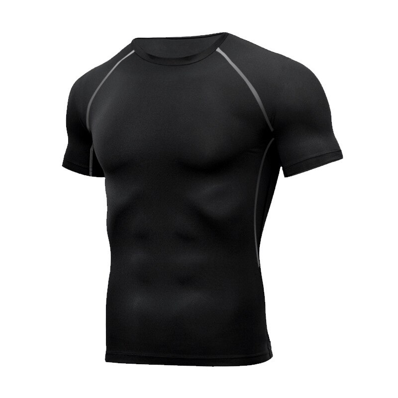 Men's Sport Tops Round Neck Compression Shirt Bodybuilding Gym Tights for Male Quick Dry Short Sleeve Cycling Fitness Sportswear