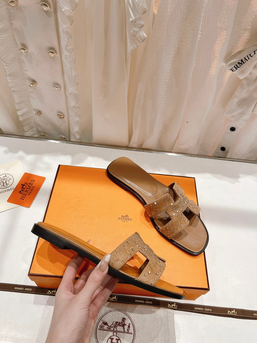 0RAN SANDAL CARAMEL LAMBSKIN ATTACH CRYSTALS、mysite、Cacoeks