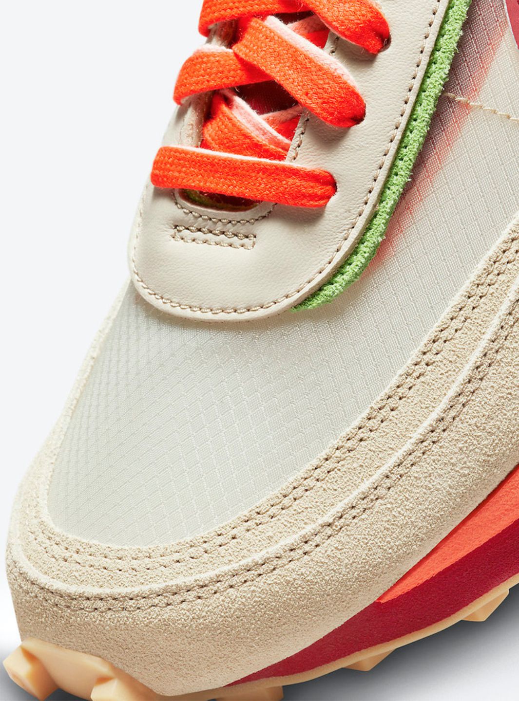 Nike LD Waffle Sacai CLOT Kiss of Death Net Orange Blaze、NIKE、Cacoeks