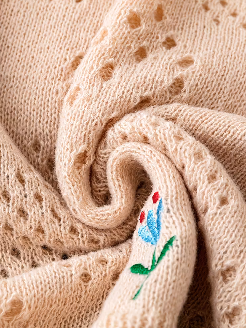 plus size floral embroidery sweater casual cut out long sleeve crew neck sweater for spring womens plus size clothing Product details 24