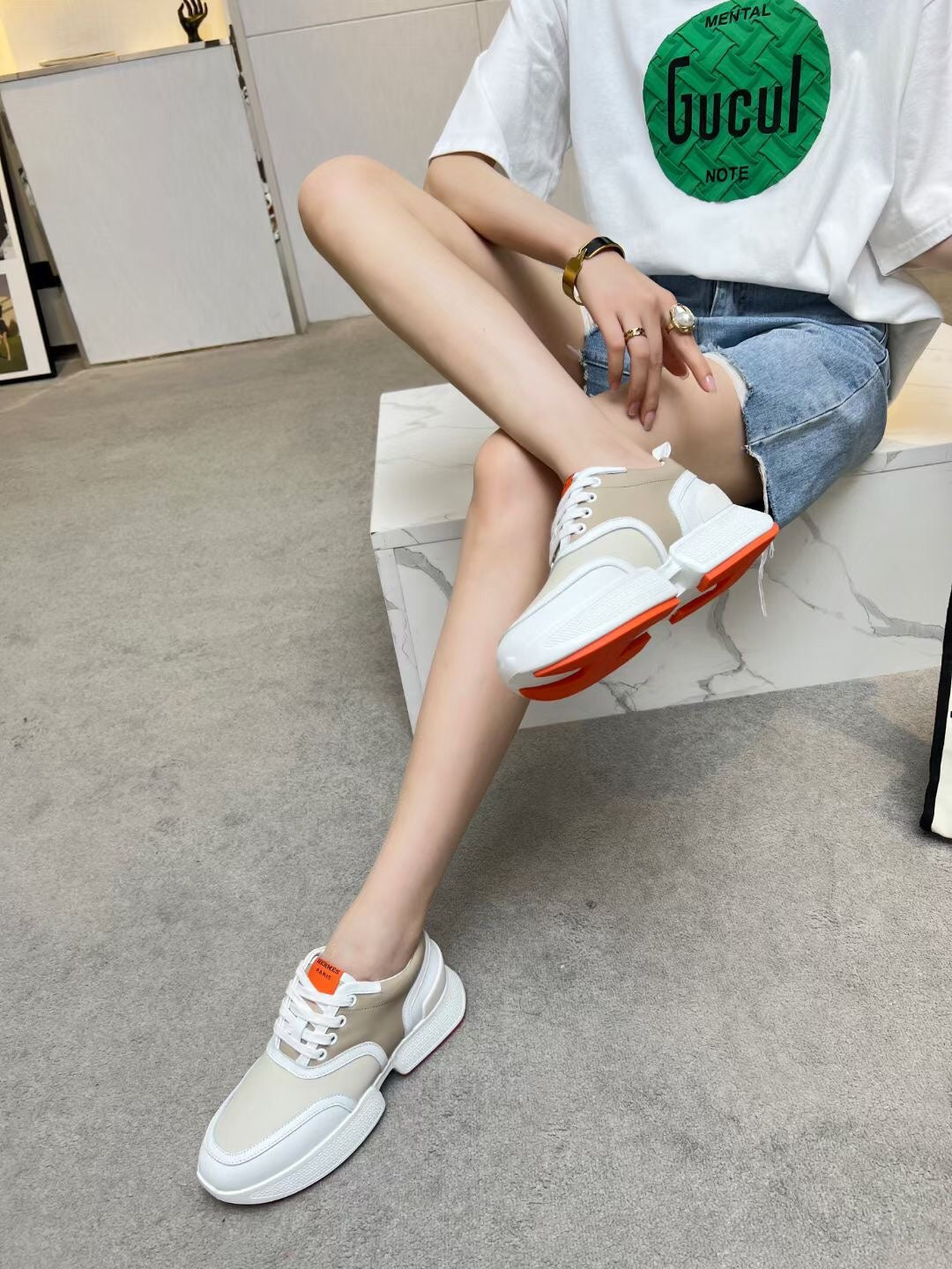 GIGA SNEAKER CARAMEL MIX LIGHT GRAY CALFSKIN、mysite、Cacoeks