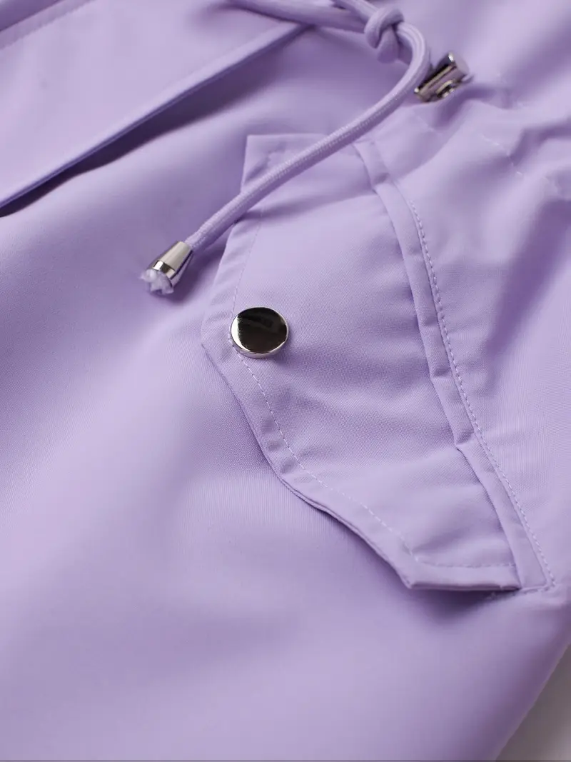 womens beige hooded zip up trench coat with drawstring waist multiple pockets casual long sleeve jacket for fall winter machine washable Product details 5