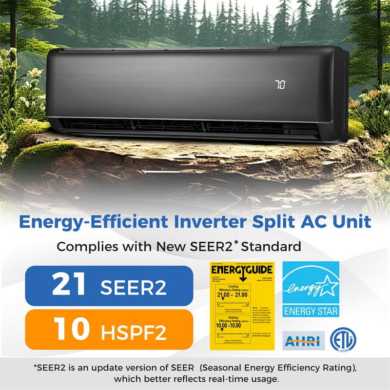 Energy Star 18000 BTU Mini Split Air Conditioner & Heater, 21 SEER2 208-230V Inverter Split AC Unit with Heat Pump for Rooms up to 1250 Sq.Ft