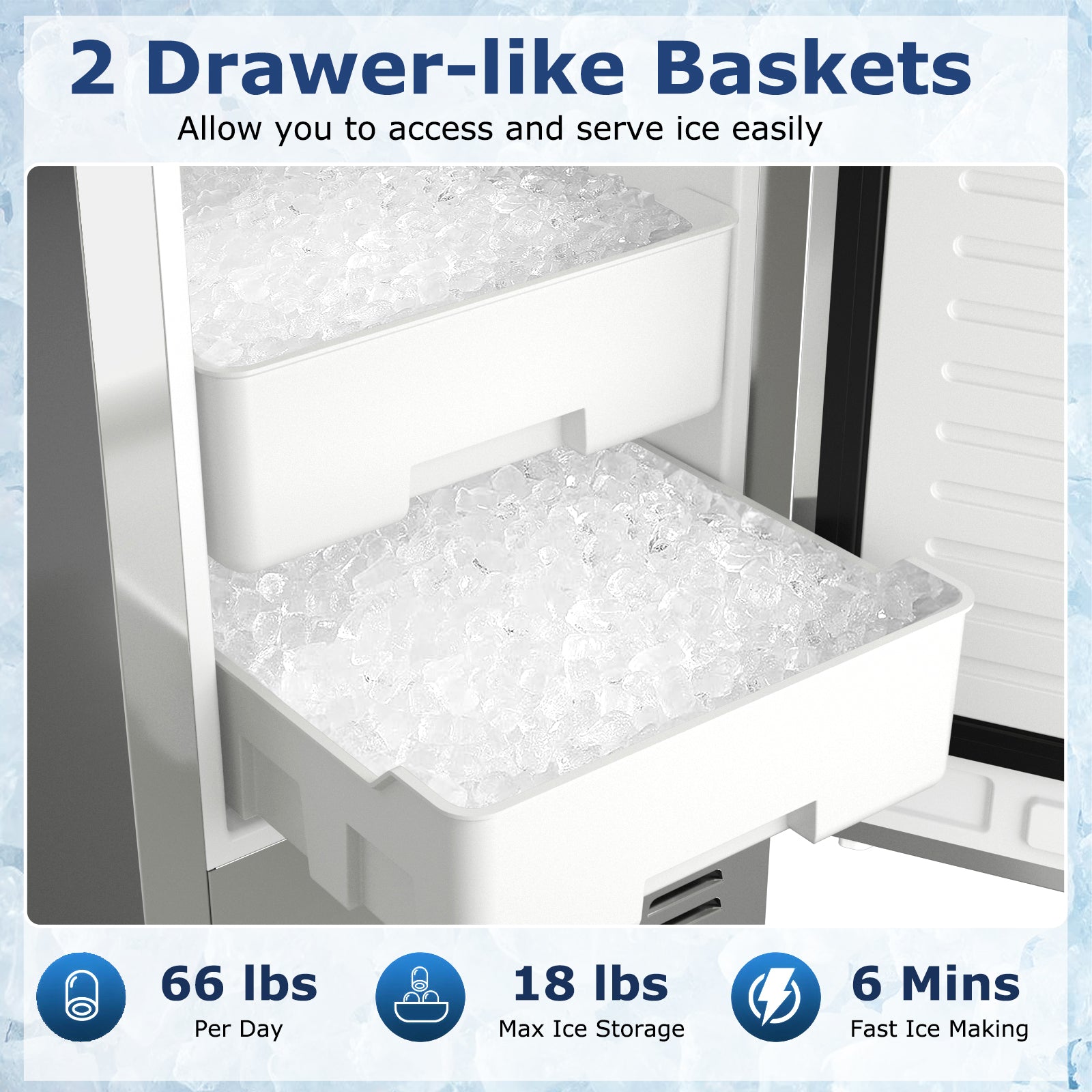 Eletriclife Under Counter Nugget Ice Maker with Self-Cleaning and 24H Timer