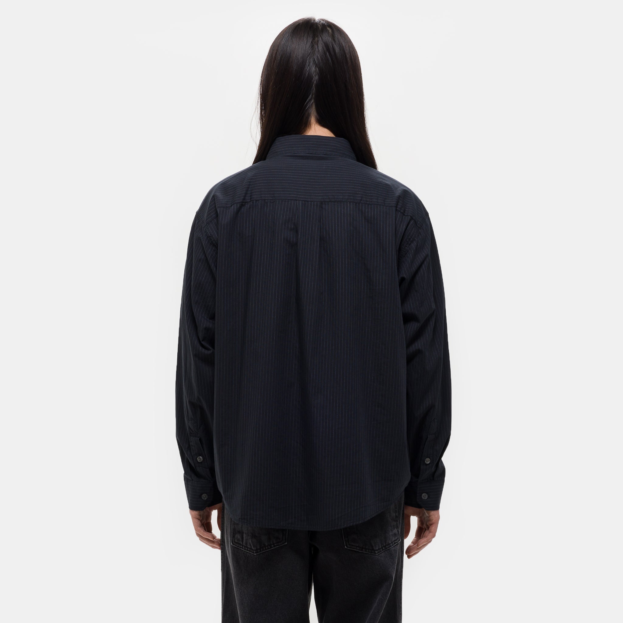 Executive Shirt in Black Pinstripe