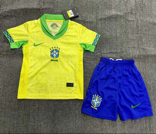 2024 Brazil Home Football Shirt Kids Size Suit-mysite Custom Football Kit- Nextkits