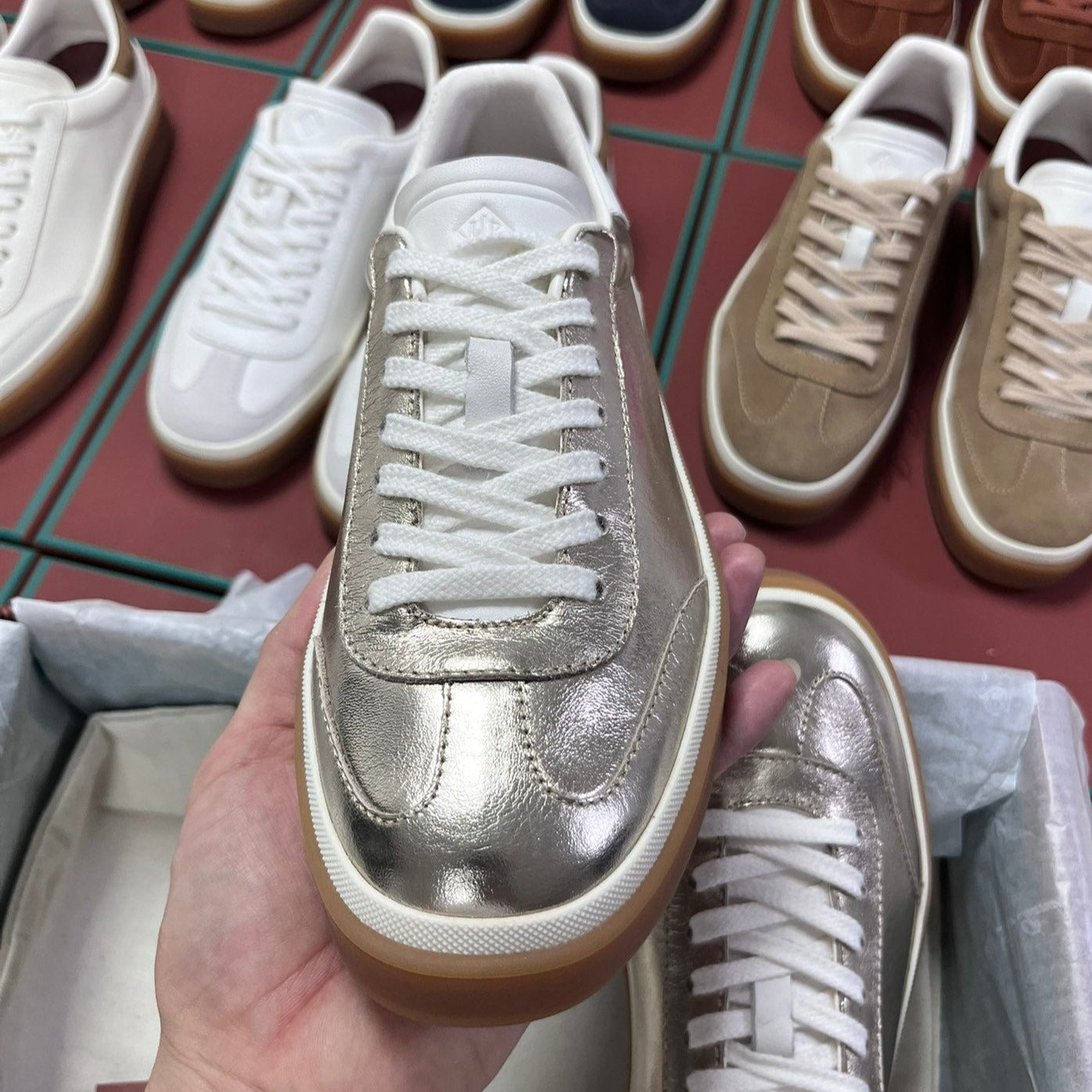 LP TENNIS WALK SNEAKERS SILVER CALFSKIN、mysite、Cacoeks