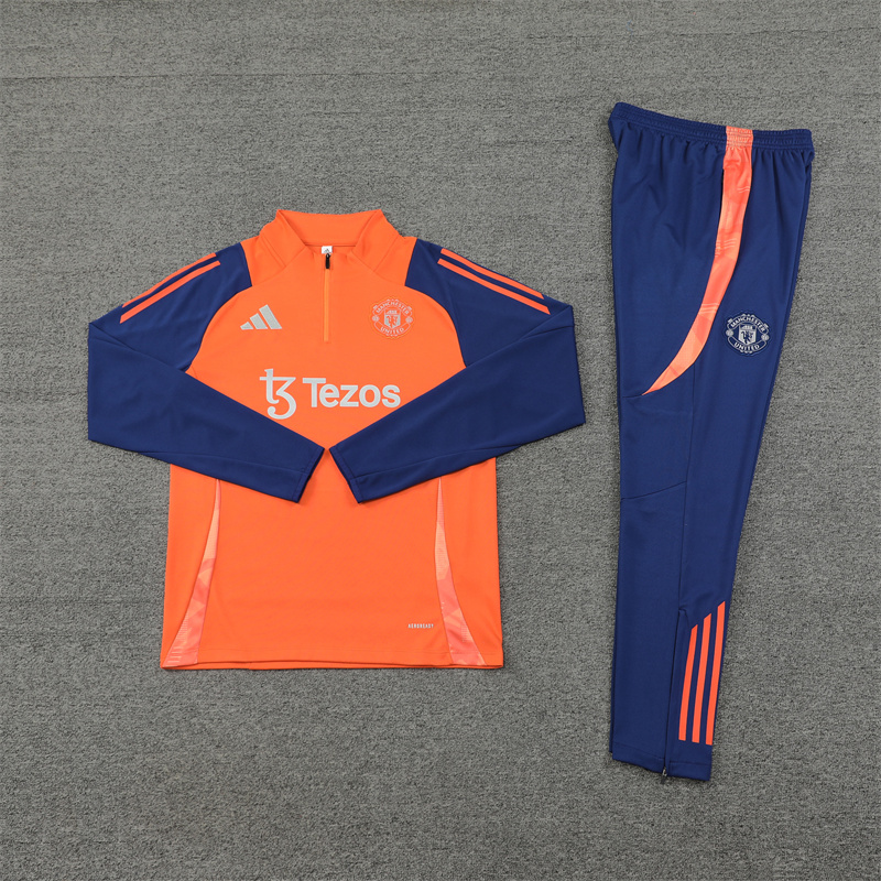 JerseysGala.com | Manchester United 24-25 Long Sleeve Training Set - Orange -Customize Name, Number and Patch | Worldwide Shipping