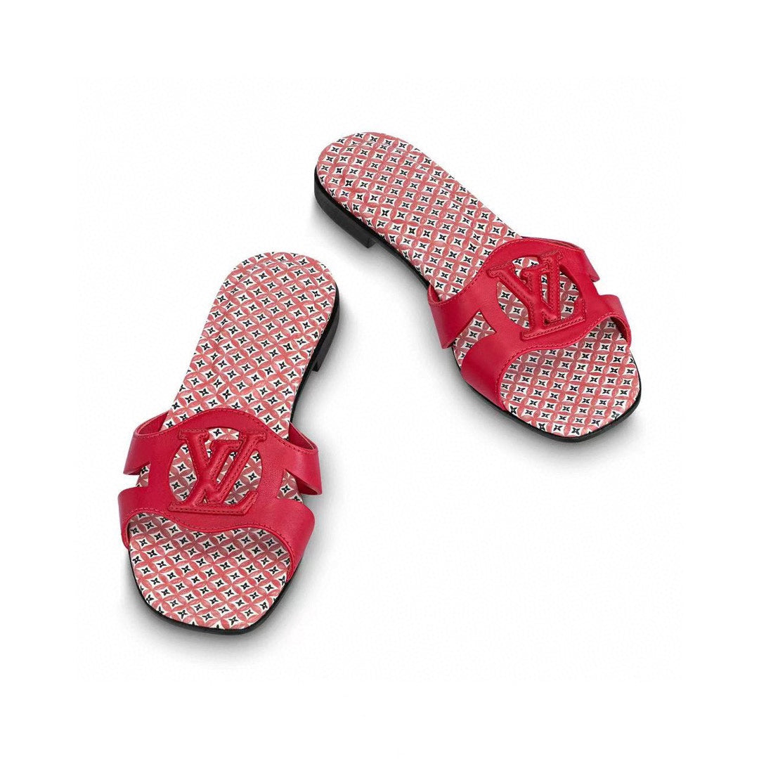 LV WOMEN ISOLA FLAT MULE IN CHERRY RED SHEEPSKIN、mysite、Cacoeks