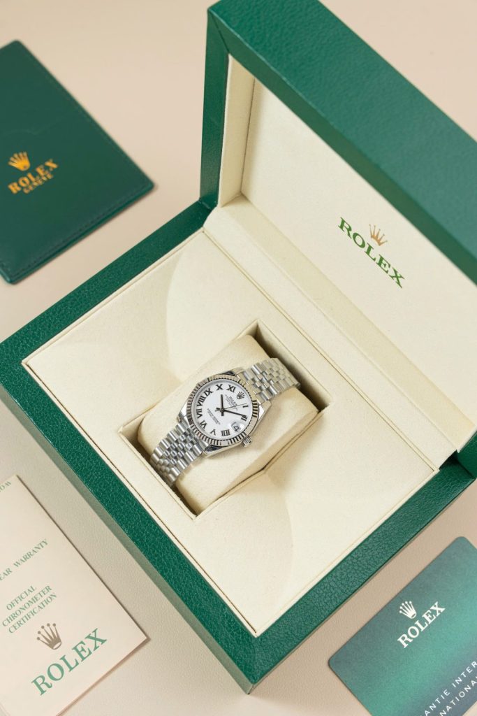 Đồng Hồ Rolex DateJust Lady Fake 11 Mặt Trắng Cọc Số La Mã 31mm (2)