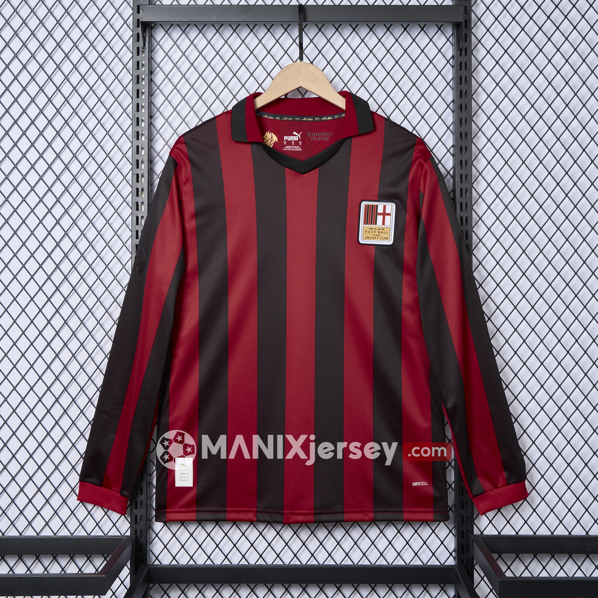 ManixJersey.com | AC Milan 24-25 125th Anniversary Long Sleeves Red Jersey - Fans Version -Customize Name, Number and Patch | Worldwide Shipping