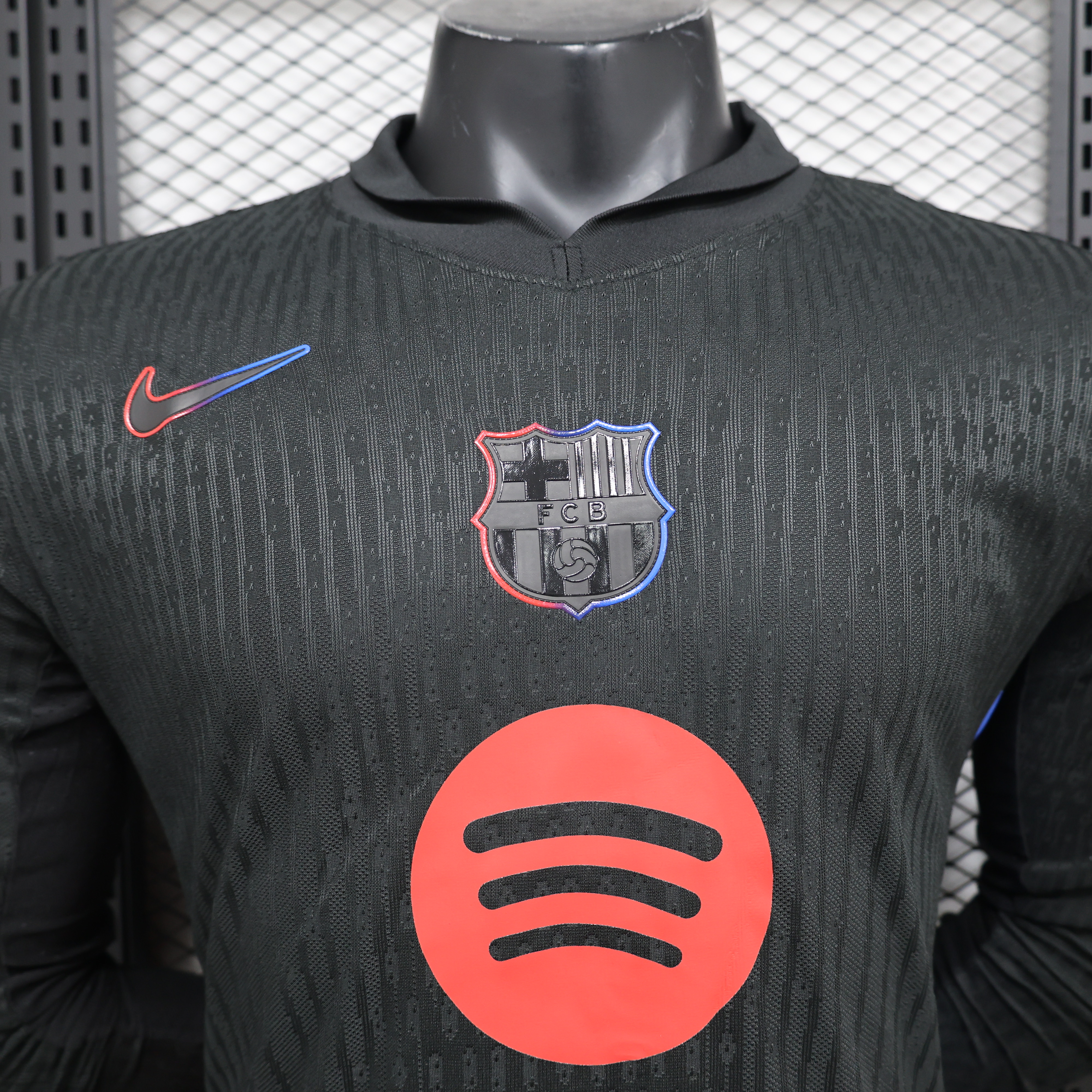 JerseysGala.com | Barcelona 24-25 Away Long Sleeve Jersey with Big Logo - Player Version -Customize Name, Number and Patch | Worldwide Shipping