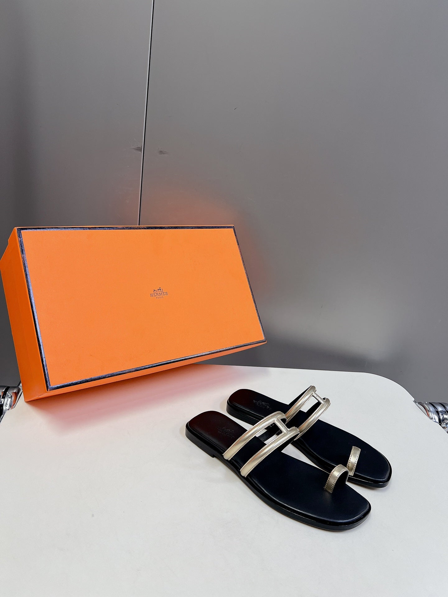 Georgia Sandals Gold Black Calfskin、mysite、Cacoeks