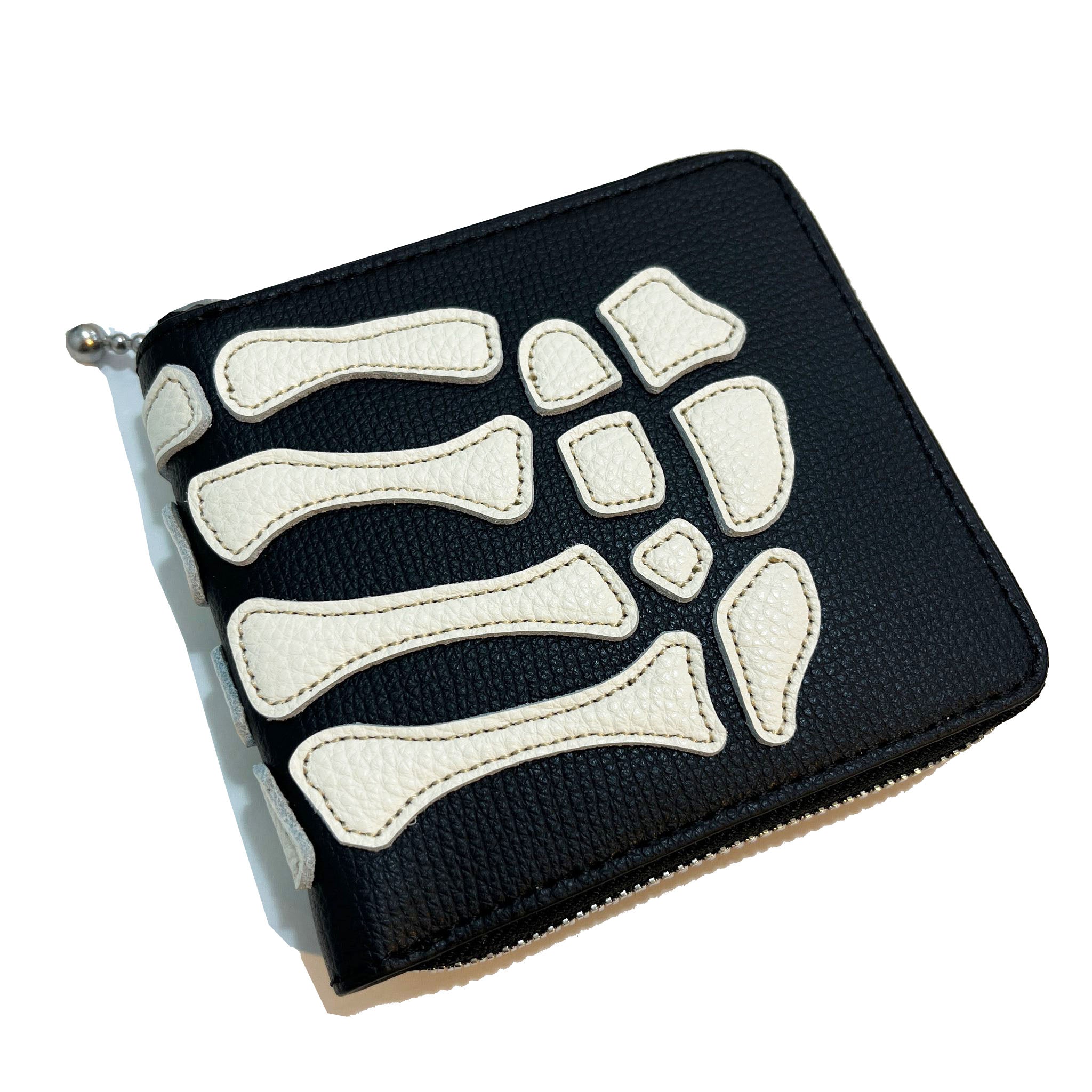 KAPITAL THUMBS UP BONE HAND ZIP WALLET  K2503XG522   Black 