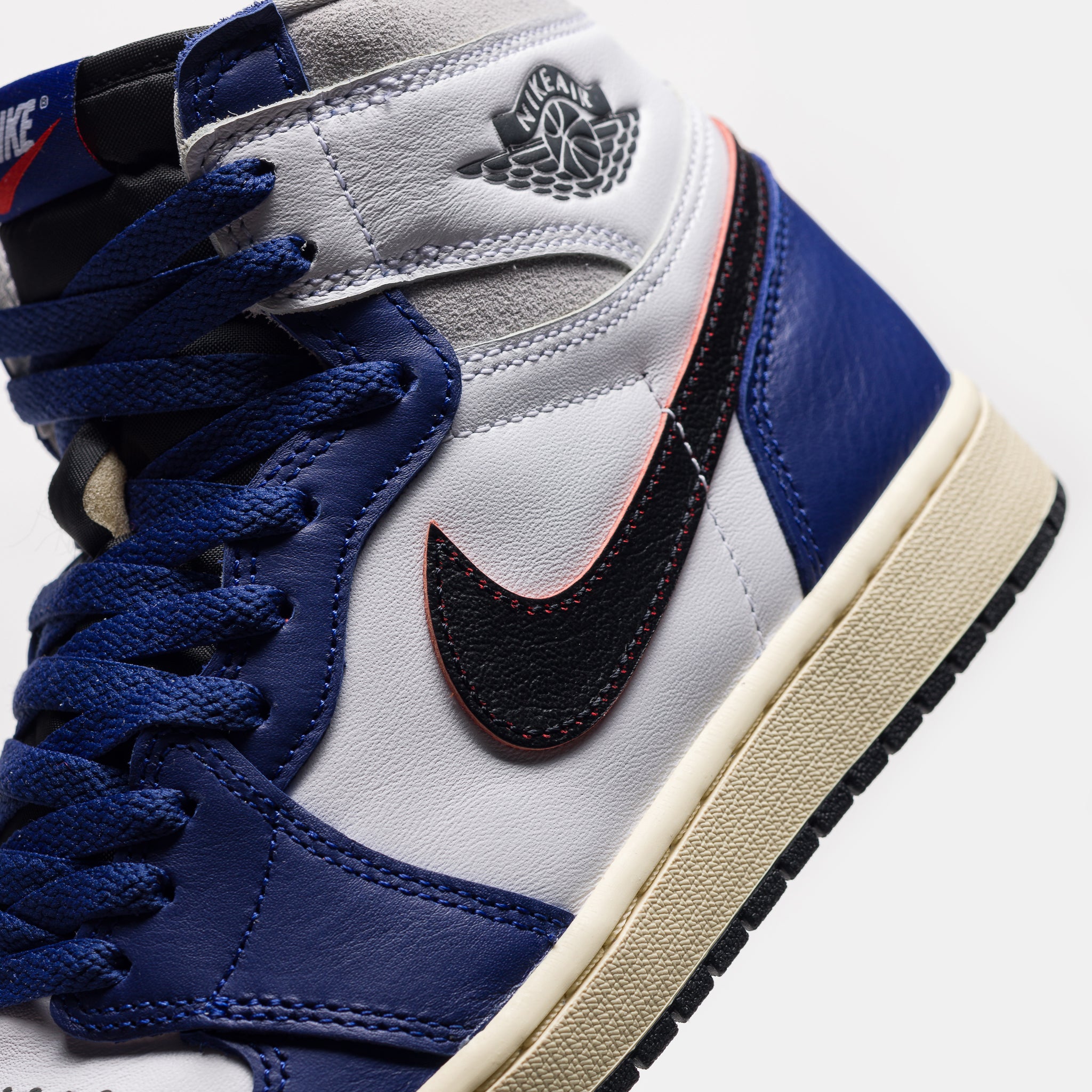 Air Jordan 1 High OG Sneaker in White/Black/Neutral Grey/Deep Royal Blue